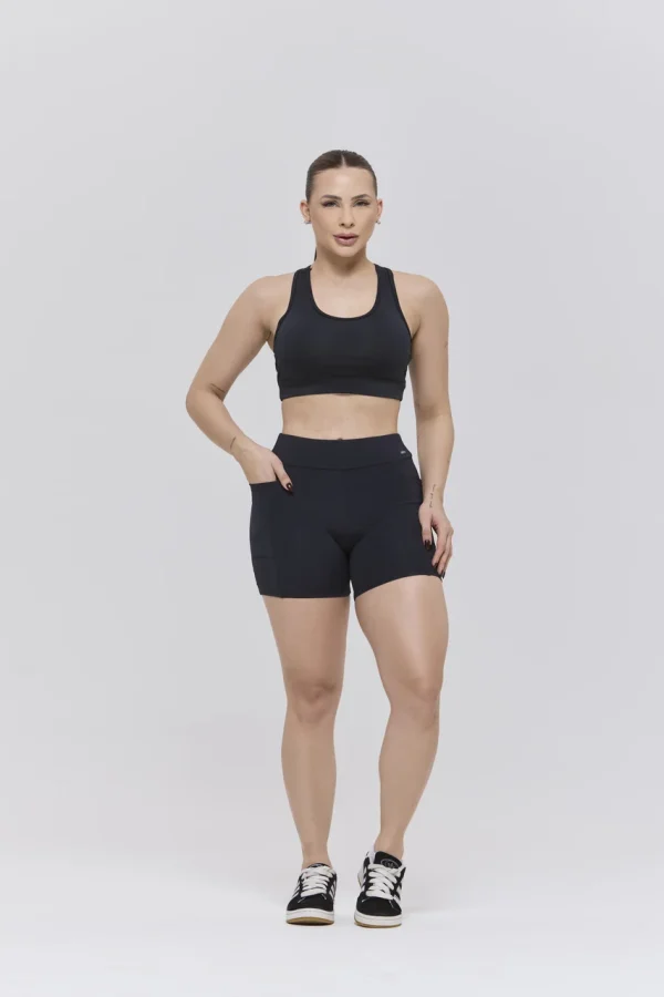 CONUNTO SHORT BOLSO TOP COM BOJO FITNESS – PRETO