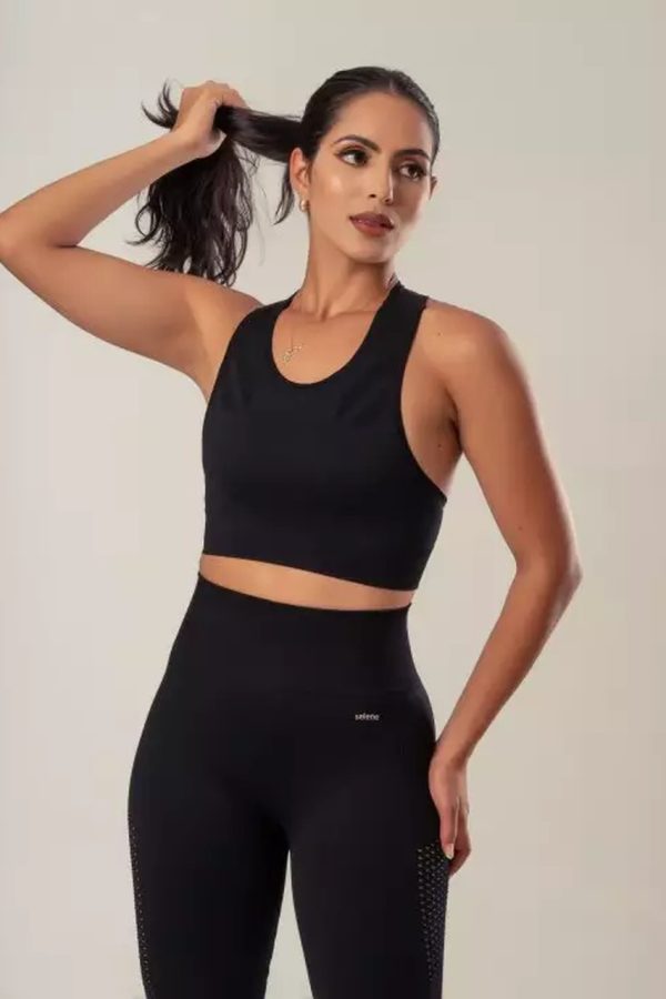 CONJUNTO TOP CROPPED LEGGING PRETA