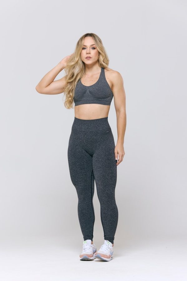 CONJUNTO LEGGING E TOP PRETO MESCLA