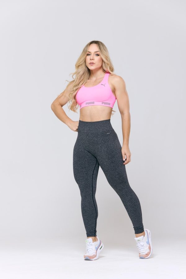 CONJUNTO LEGGING PRETA MESCLA TOP PUMA ROSA NEON