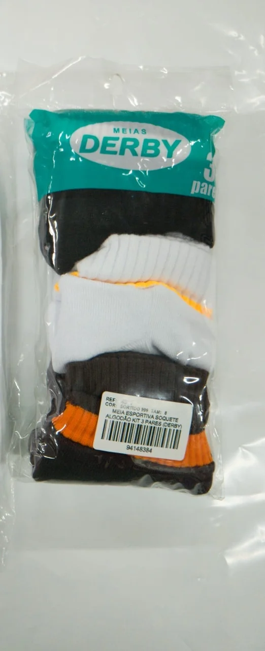 4377 MEIA ESPORTIVA SOQUETE ALGODÃO KIT 3 PARES (DERBY)