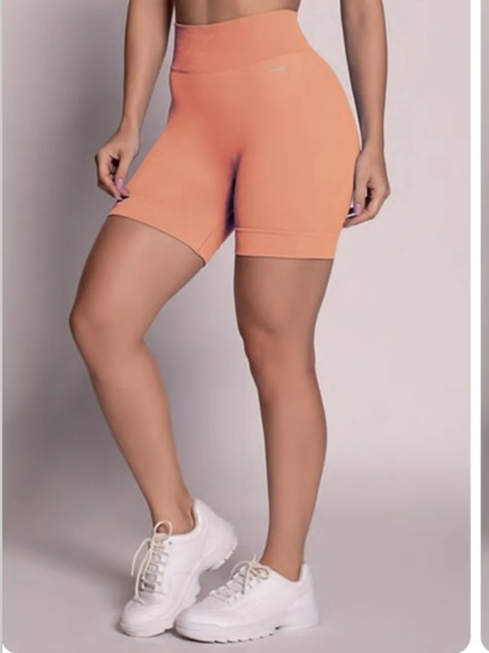 CONJUNTO SHORT E TOP CANELADO SEM COSTURA SALMON - Imagem 2