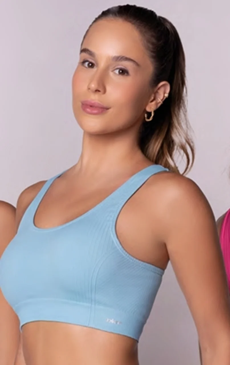 20917 TOP SEM COSTURA CANELADO - FITNESS AZUL CLARO - Imagem 2