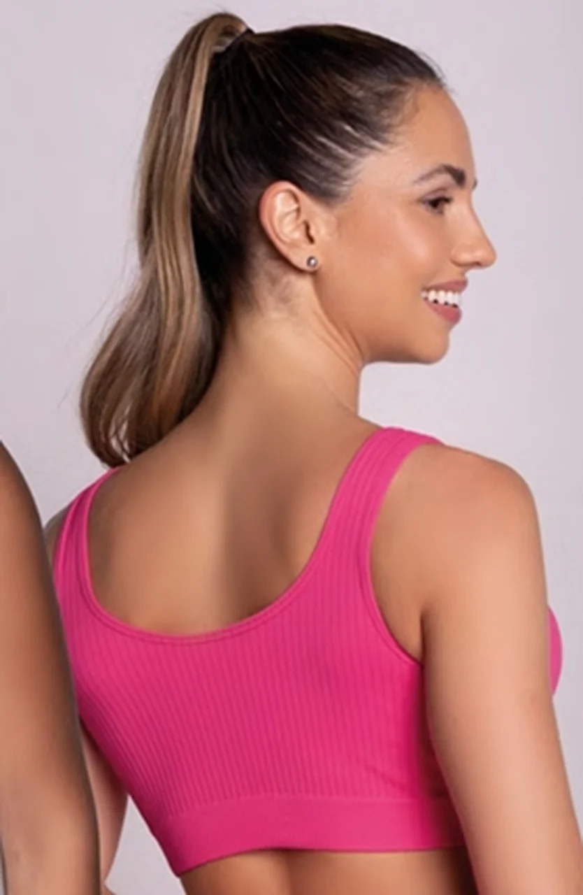 20917 TOP SEM COSTURA CANELADO - FITNESS PINK - Imagem 2