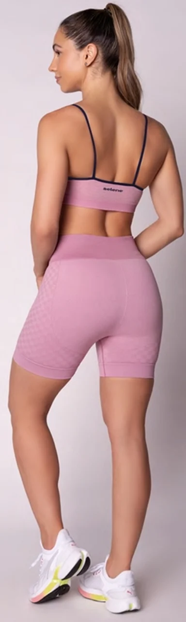 20928 SHORT SEM COSTURA QUADRICULADO - FITNESS MALVA MESCLA - Imagem 3