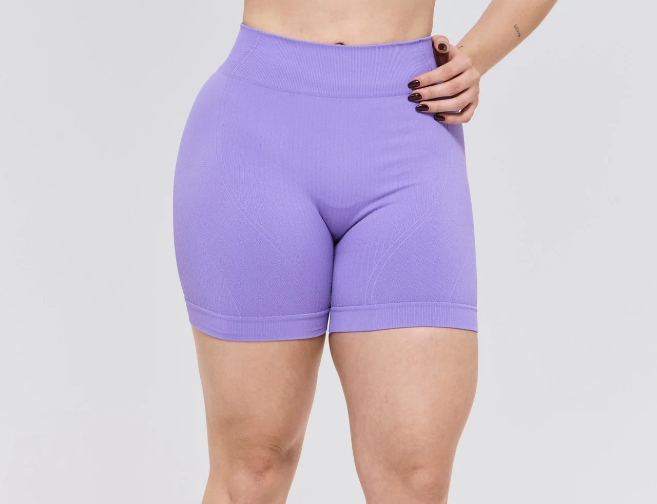 20923 SHORT SEM COSTURA CANELADO - FITNESS ROXO - Imagem 2