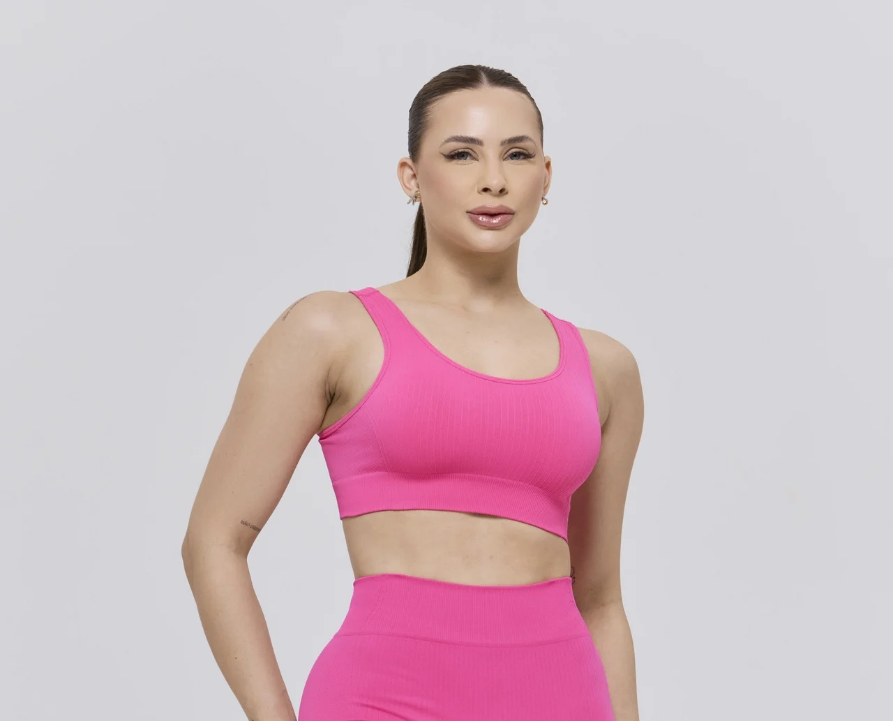 20917 TOP SEM COSTURA CANELADO - FITNESS PINK