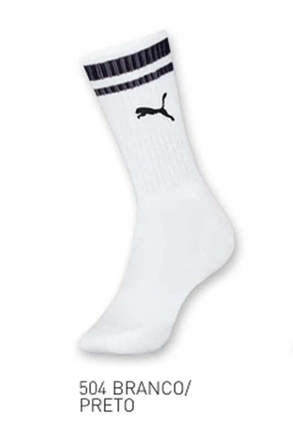 4995 MEIA ESPORTIVA FEMININA CANO LONGO PUMA - BRANCO/PRETO