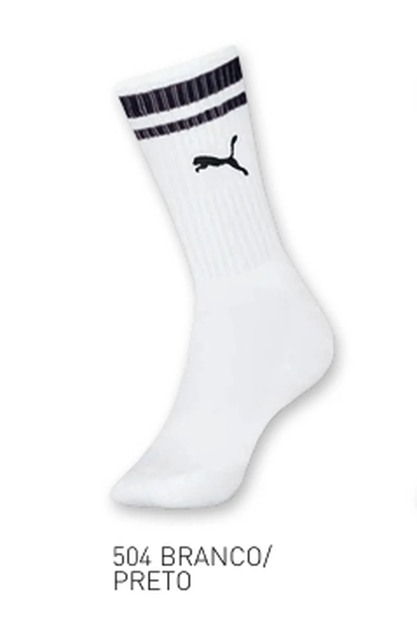 4995 MEIA ESPORTIVA FEMININA CANO LONGO PUMA - BRANCO/PRETO