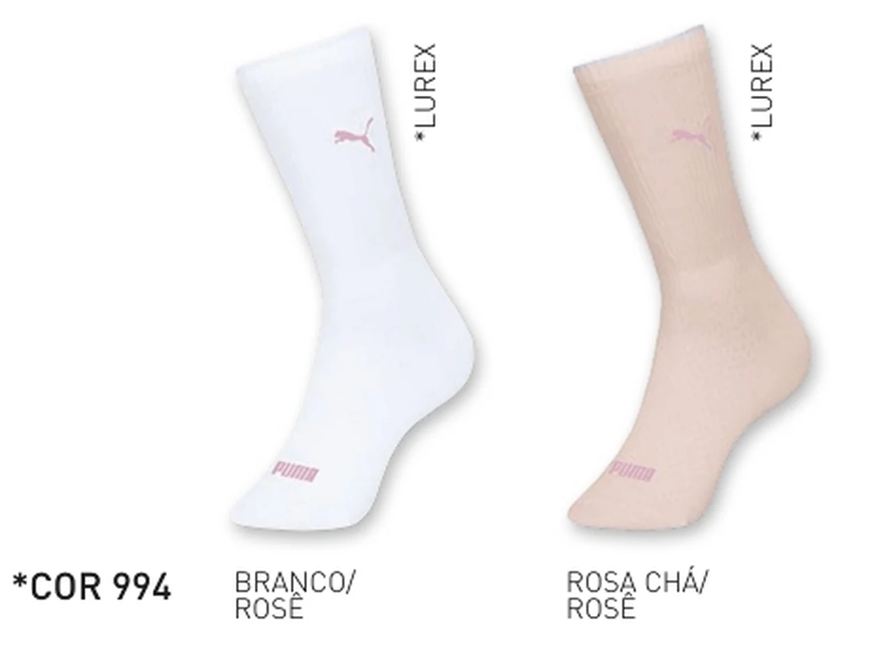 4890 MEIA ESPORTIVA FEMININA CANO LONGO 2 PARES - PUMA SORTIDA