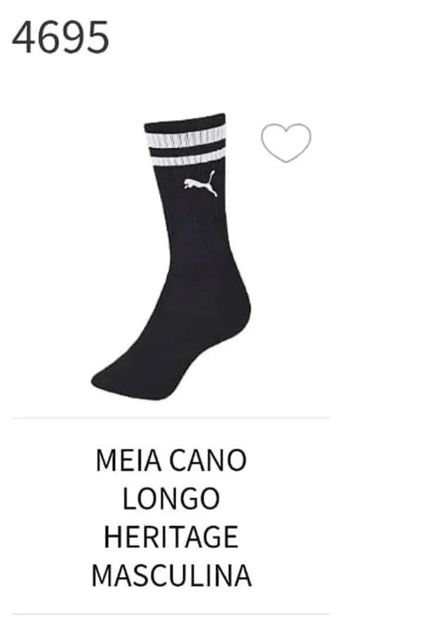 4695 MEIA ESPORTIVA MASCULINA CANO LONGO - PUMA PRETO/BRANCO