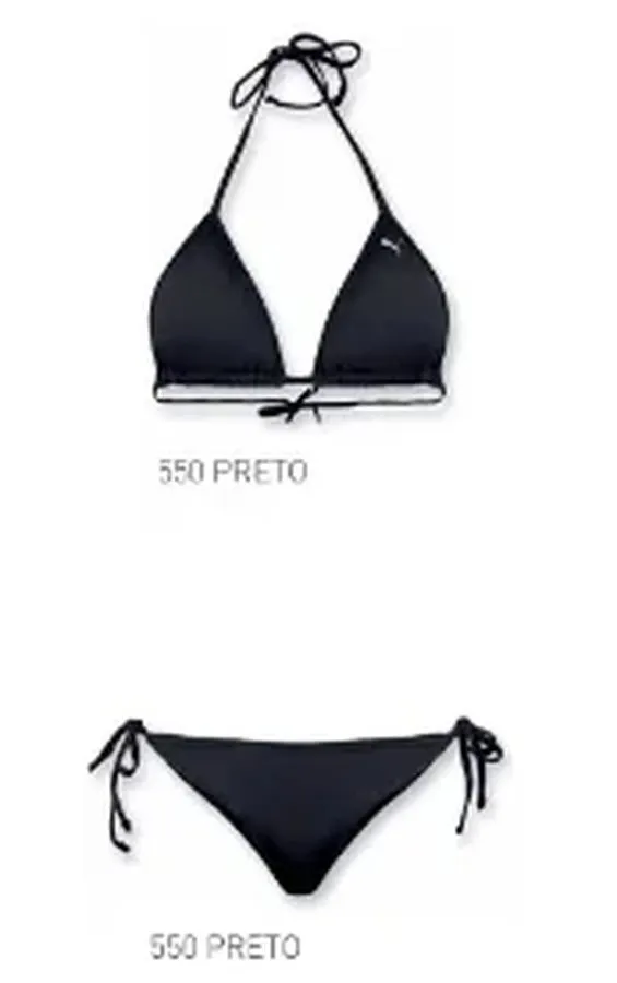 CONJUNTO TOP CORTININHA E CALCINHA COM LAÇO – PUMA PRETO