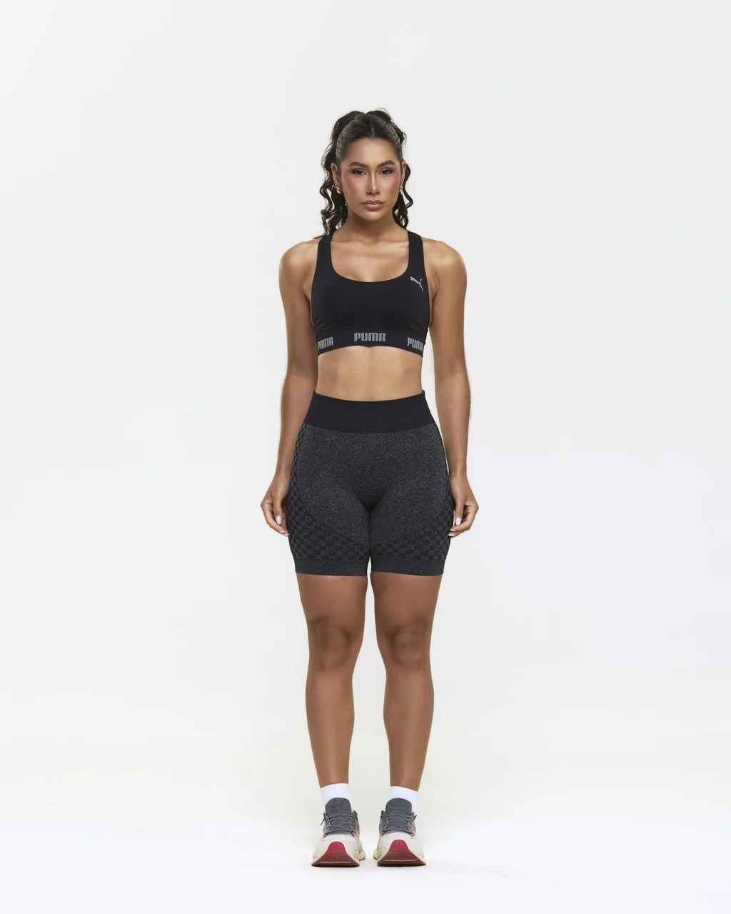 CONJUNTO SEM COSTURA SHORT QUADRICULADO TOP PUMA - Imagem 3
