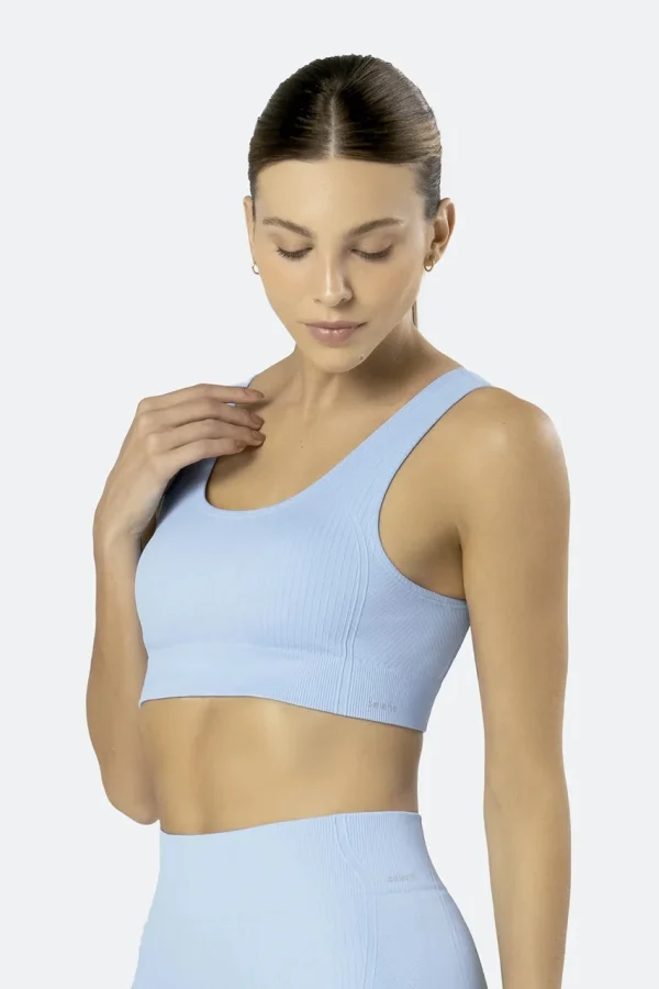 20921 TOP CANELADO SEM COSTURA - FITNESS AZUL CLARO 307