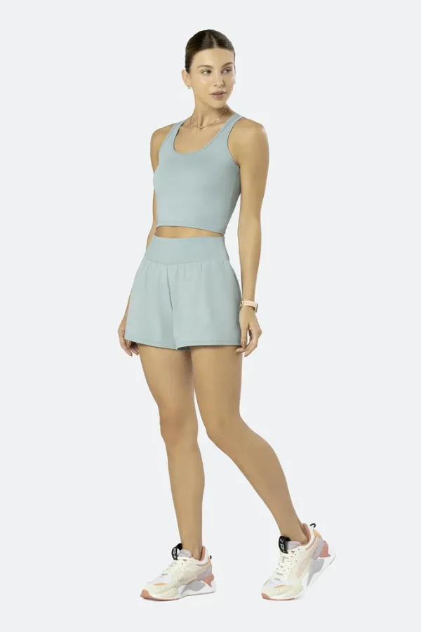 CONJUNTO SHORT DUPLO/TOP CROPPED VERDE – FITNESS SELENE
