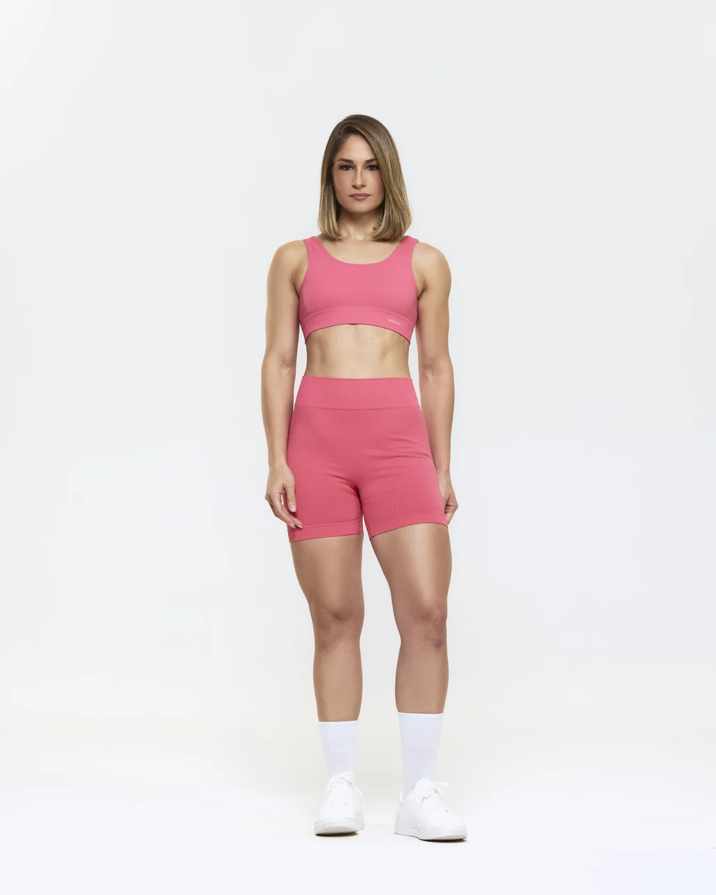 CONJUNTO CANELADO SEM COSTURA SHORT E TOP MELANCIA – FITNESS SELENE