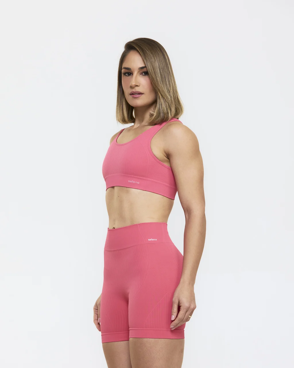 CONJUNTO CANELADO SEM COSTURA SHORT E TOP MELANCIA – FITNESS SELENE - Imagem 3