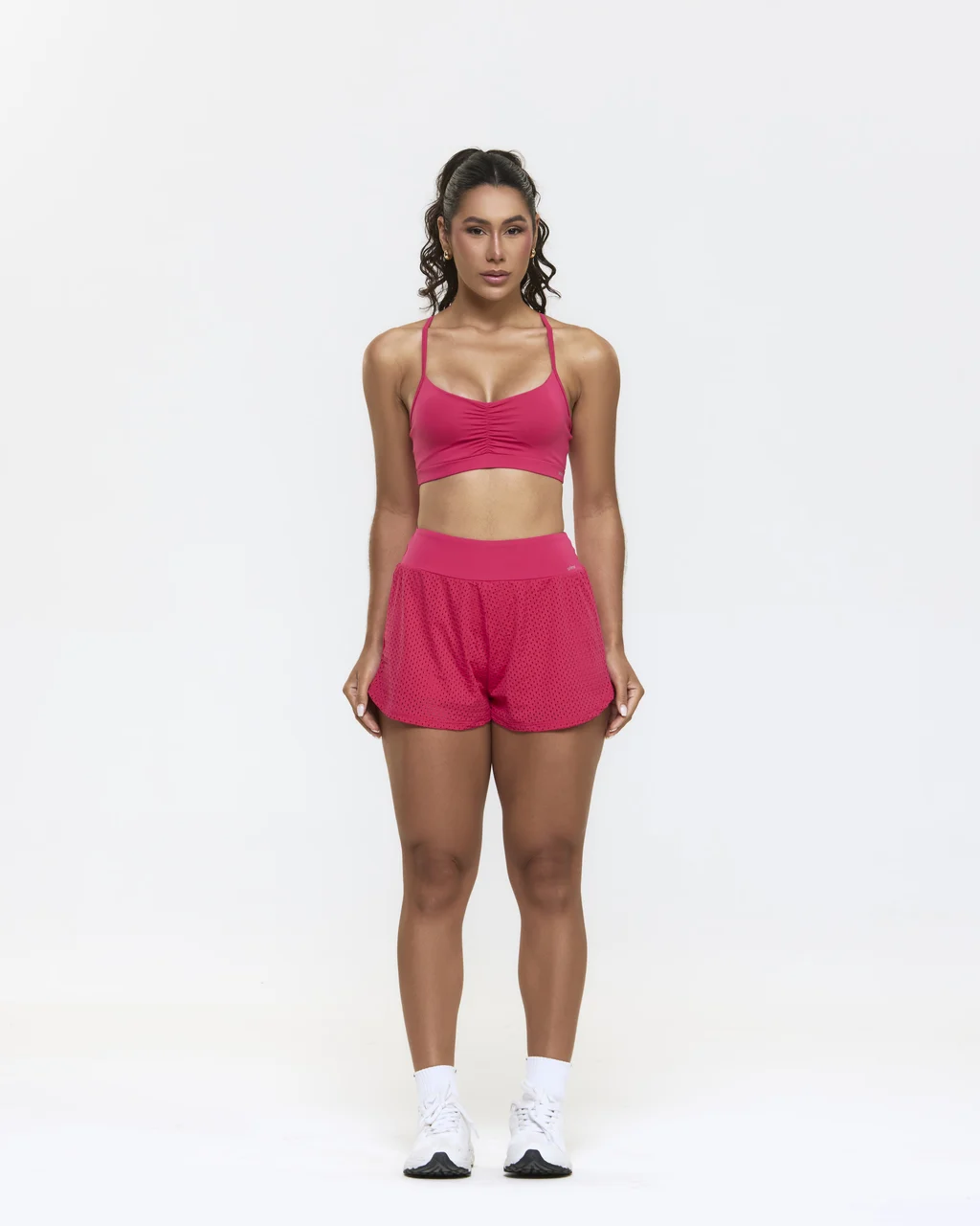 CONJUNTO SHORT DUPLO – FITNESS ROSA ESCURO - Imagem 3