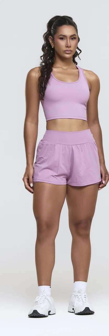 CONJUNTO SHORT DUPLO/TOP CROPPED MALVA – FITNESS SELENE - Imagem 2