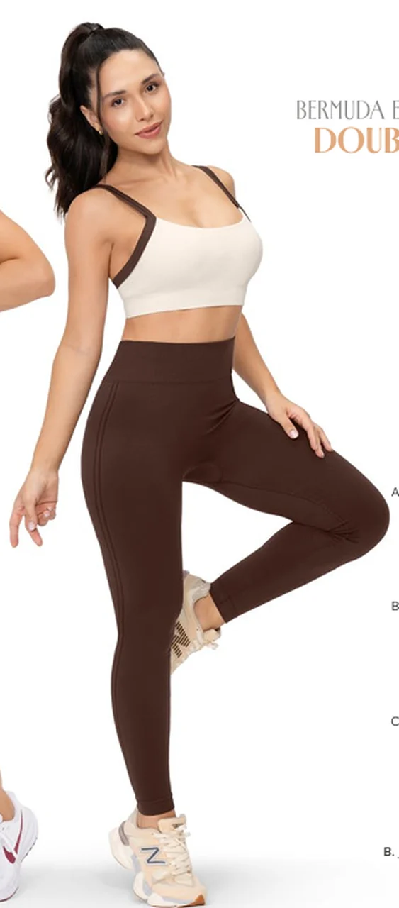 CONJUNTO ZEE RUCCI SEM COSTURA LEGGING E TOP MARROM/BEGE - Imagem 2