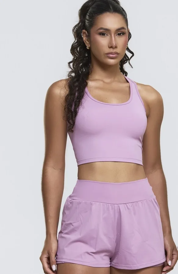 CONJUNTO SHORT DUPLO/TOP CROPPED MALVA – FITNESS SELENE