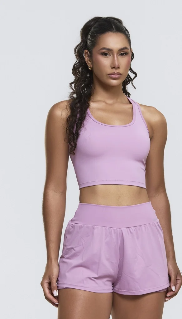 CONJUNTO SHORT DUPLO/TOP CROPPED MALVA – FITNESS SELENE