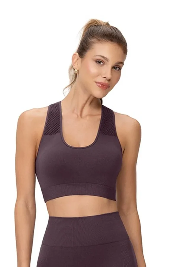 TOP FITNESS JACQUARD COM BOJO REMOVIVEL SEM COSTURA V27