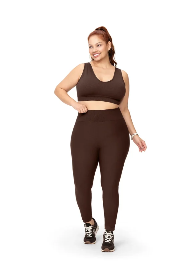 CONJUNTO ZEE RUCCI SEM COSTURA LEGGING E TOP MARROM